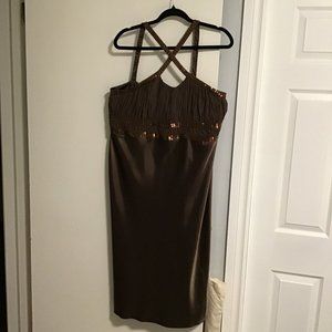 BELLY Basics Brown Satin Maternity Evening Dress